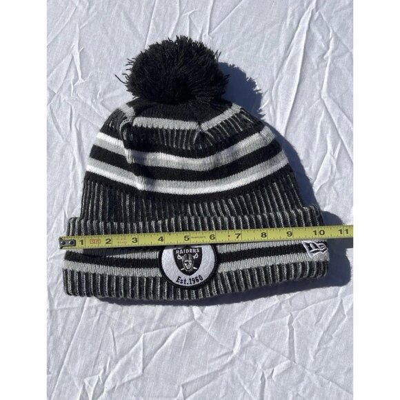 NFL Oakland Raiders Bobble Woolly Men’s Sz One size Hat Cuffed Knit Hat New Era - Picture 4 of 10